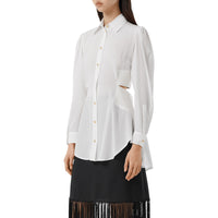 Chemise en soie à découpe et logo - Blanc optique