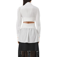 Chemise en soie à découpe et logo - Blanc optique
