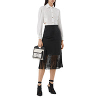 Chemise en soie à découpe et logo - Blanc optique
