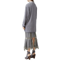Jupe en jersey de laine avec dentelle de chantilly - Gris nuage