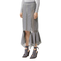 Jupe en jersey de laine avec dentelle de chantilly - Gris nuage