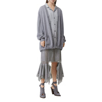 Jupe en jersey de laine avec dentelle de chantilly - Gris nuage