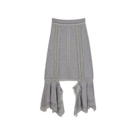 Jupe en jersey de laine avec dentelle de chantilly - Gris nuage