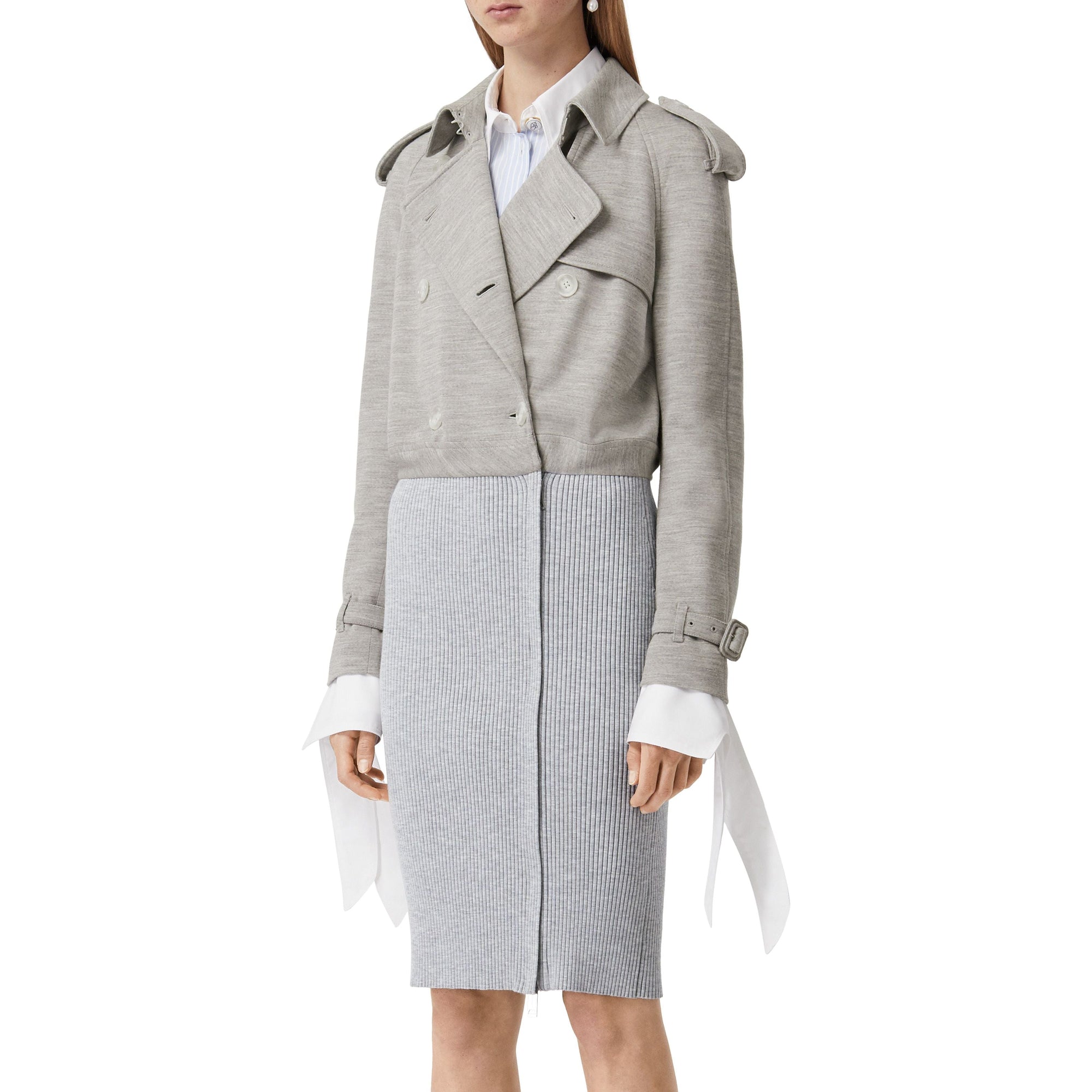 Trench déstructuré en laine technique - Camaïeu de gris