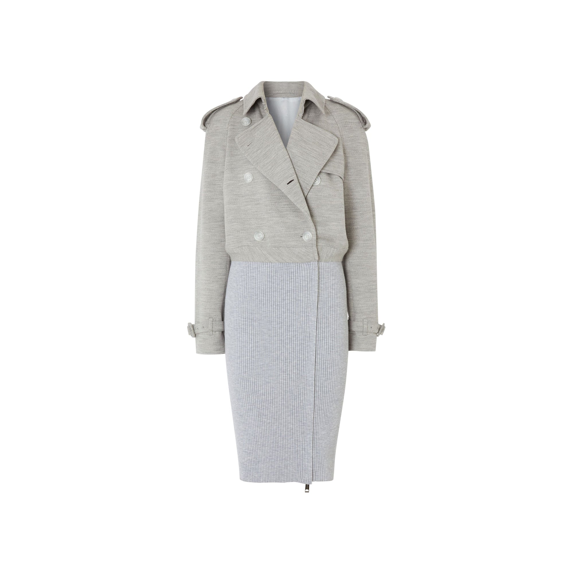 Trench déstructuré en laine technique - Camaïeu de gris