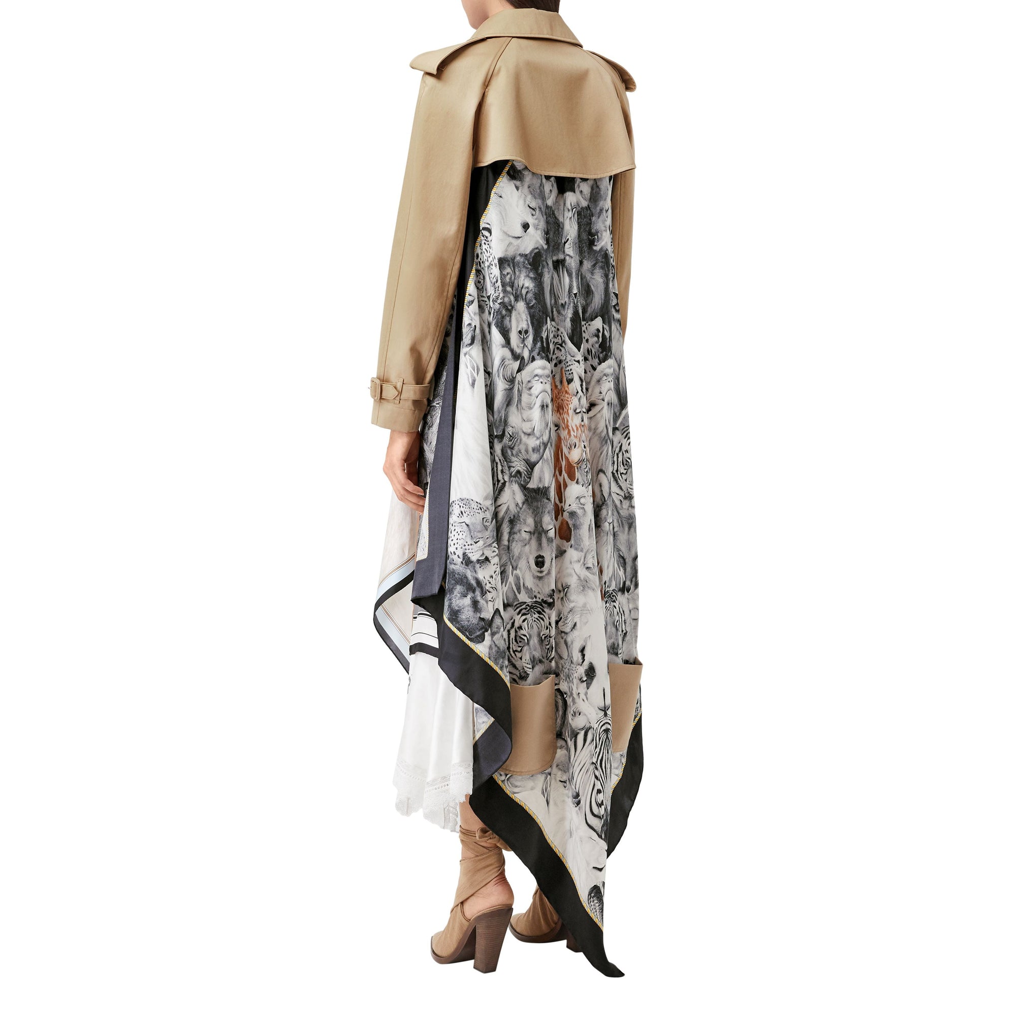 Trench en sergé de coton à imprimé animalier - Fauve doux