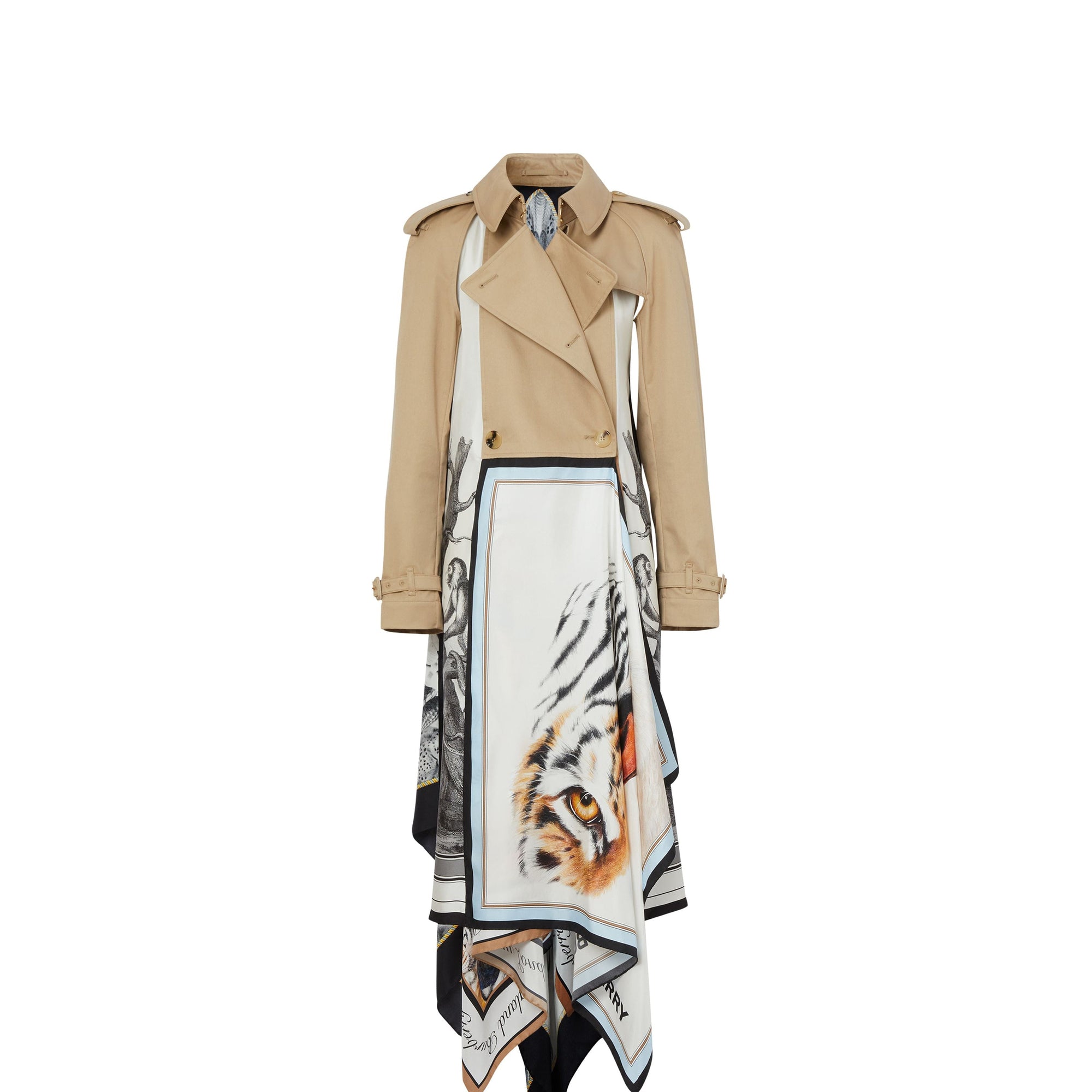 Trench en sergé de coton à imprimé animalier - Fauve doux