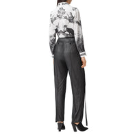 Pantalon tailleur en jersey et mousseline avec sangles - Noir