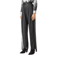 Pantalon tailleur en jersey et mousseline avec sangles - Noir