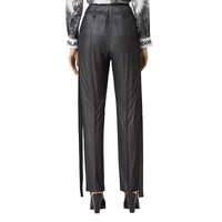 Pantalon tailleur en jersey et mousseline avec sangles - Noir