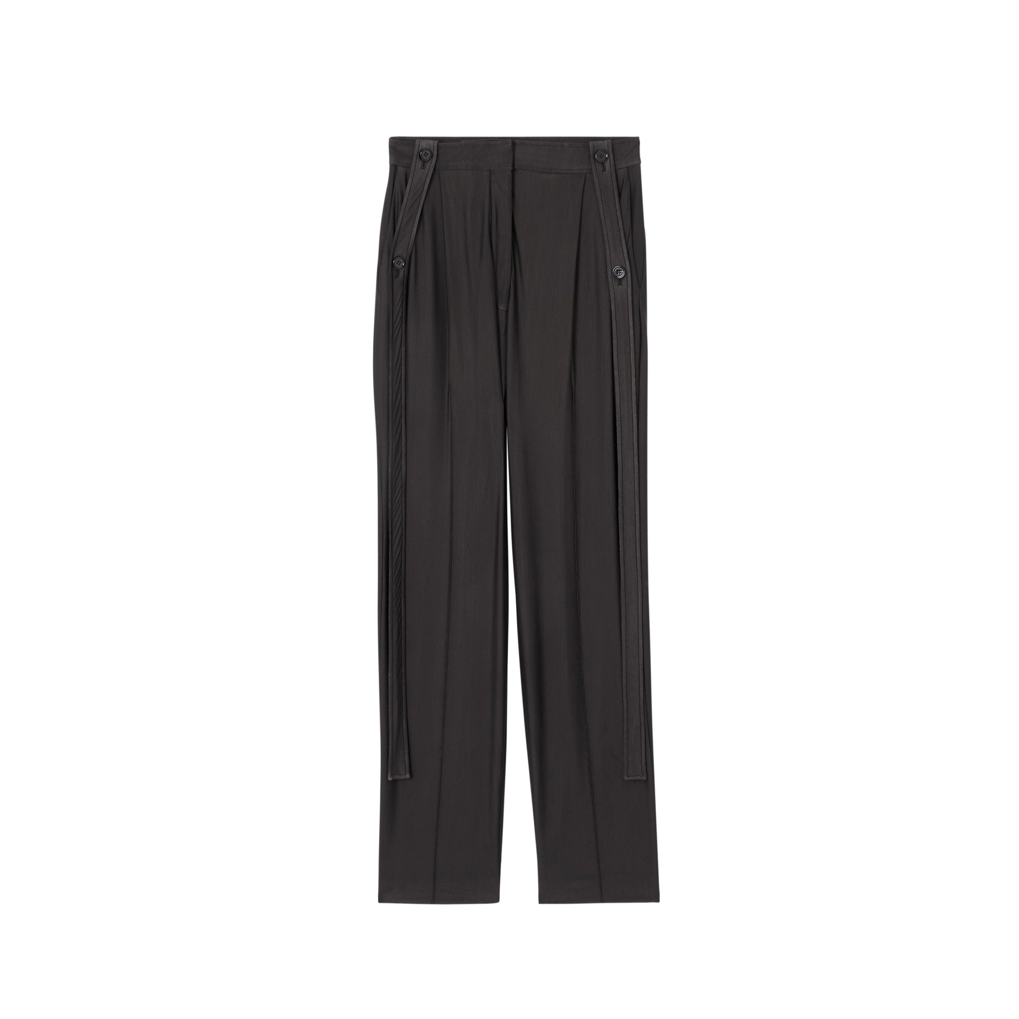 Pantalon tailleur en jersey et mousseline avec sangles - Noir