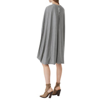 CLOUD GREY Robe droite en jersey de laine technique avec cape
