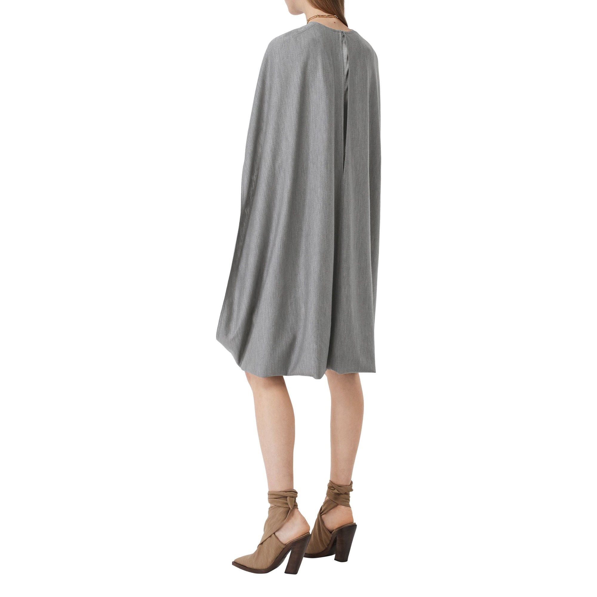 CLOUD GREY Robe droite en jersey de laine technique avec cape