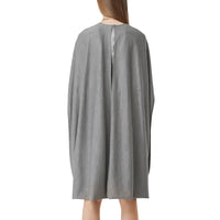 Robe droite en jersey de laine technique avec cape - Gris nuage