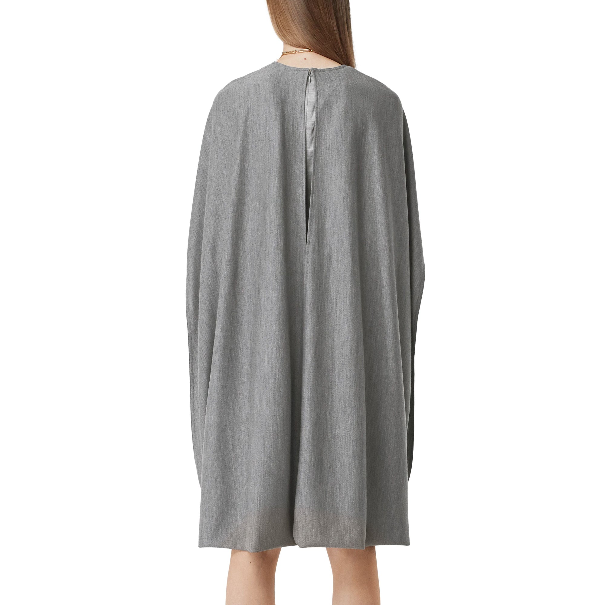 CLOUD GREY Robe droite en jersey de laine technique avec cape