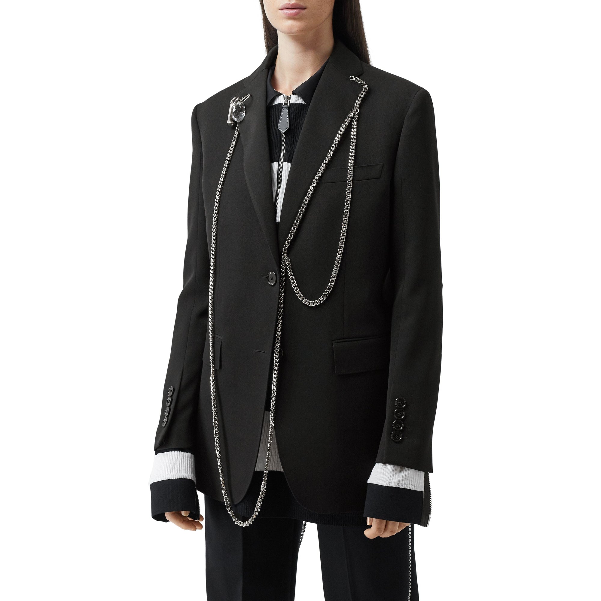 Blazer en laine avec chaîne - Noir