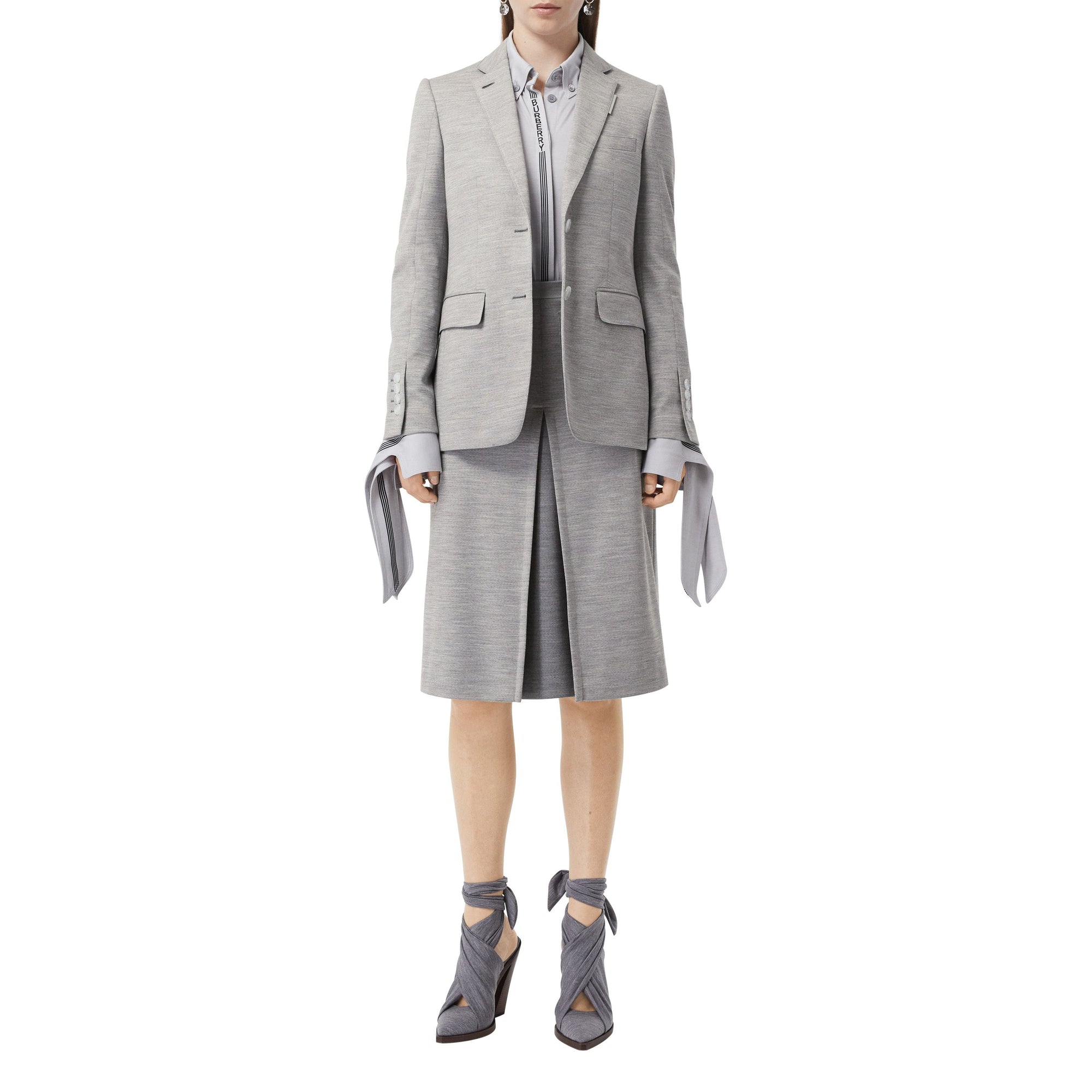 Blazer en jersey de laine technique - Camaïeu de gris taupe