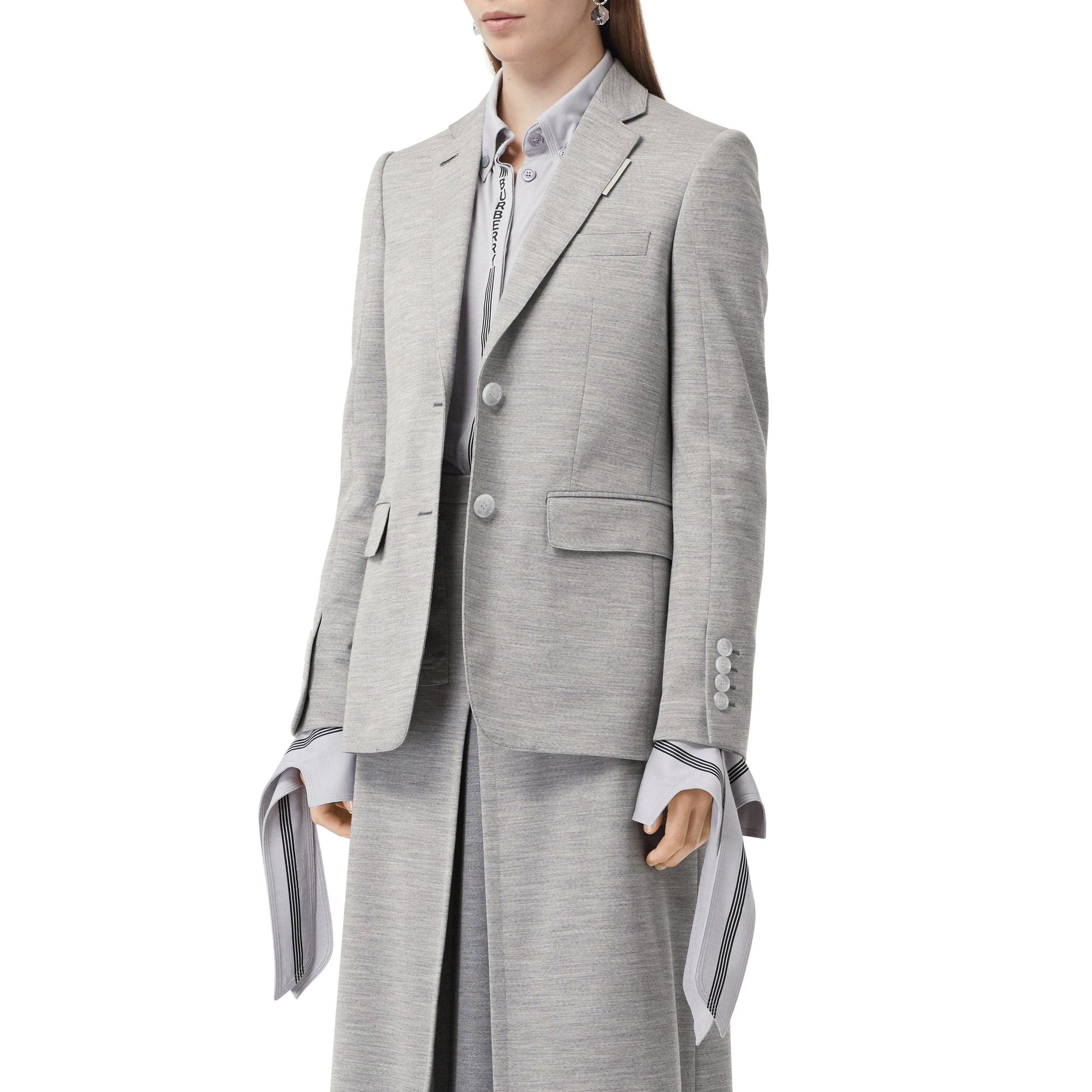 Blazer en jersey de laine technique - Camaïeu de gris taupe
