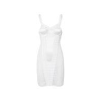 Robe corset en satin de soie et mesh avec dentelle - Blanc optique