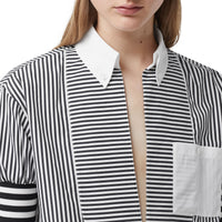 Chemise en popeline de coton rayée avec découpe - Noir