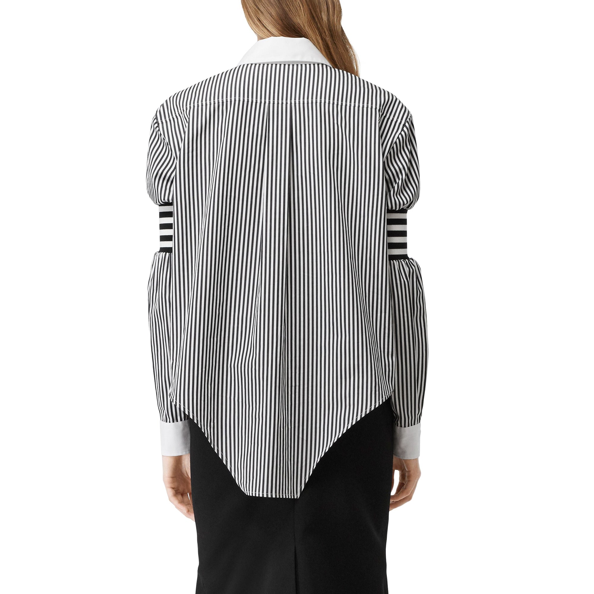 Chemise en popeline de coton rayée avec découpe - Noir