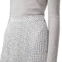 Jupe plissée en crêpe de chine monogram - Blanc & noir