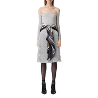 Jupe plissée en crêpe de chine monogram - Blanc & noir