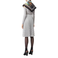 Jupe plissée en crêpe de chine monogram - Blanc & noir