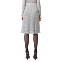 Jupe plissée en crêpe de chine monogram - Blanc & noir