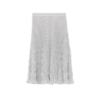 Jupe plissée en crêpe de chine monogram - Blanc & noir