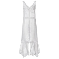 Robe combinaison en satin de soie avec dentelle de chantilly - Blanc optique