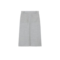 Jupe trapèze en jersey de laine technique avec plis ronds - Gris nuage
