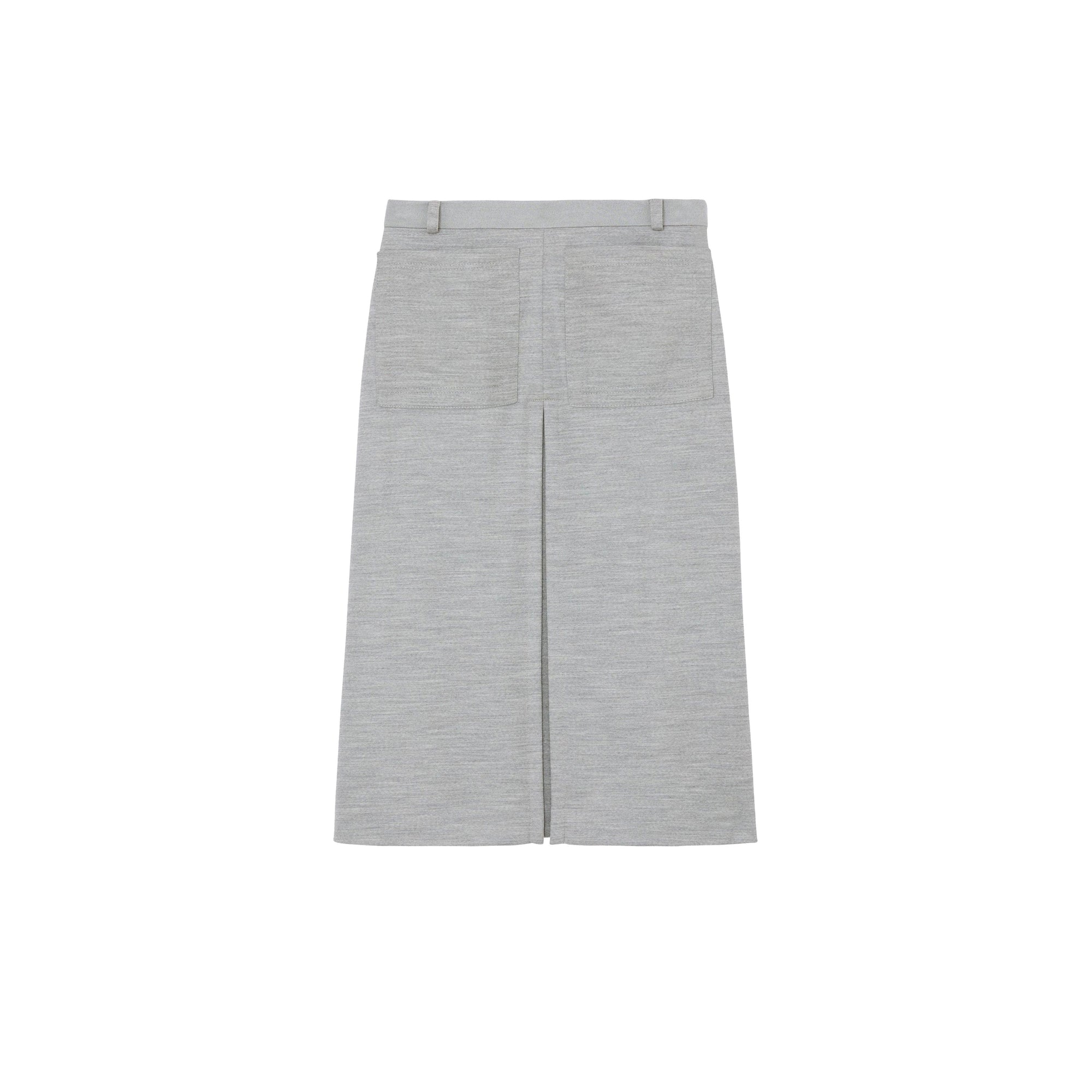 Jupe trapèze en jersey de laine technique avec plis ronds - Gris nuage