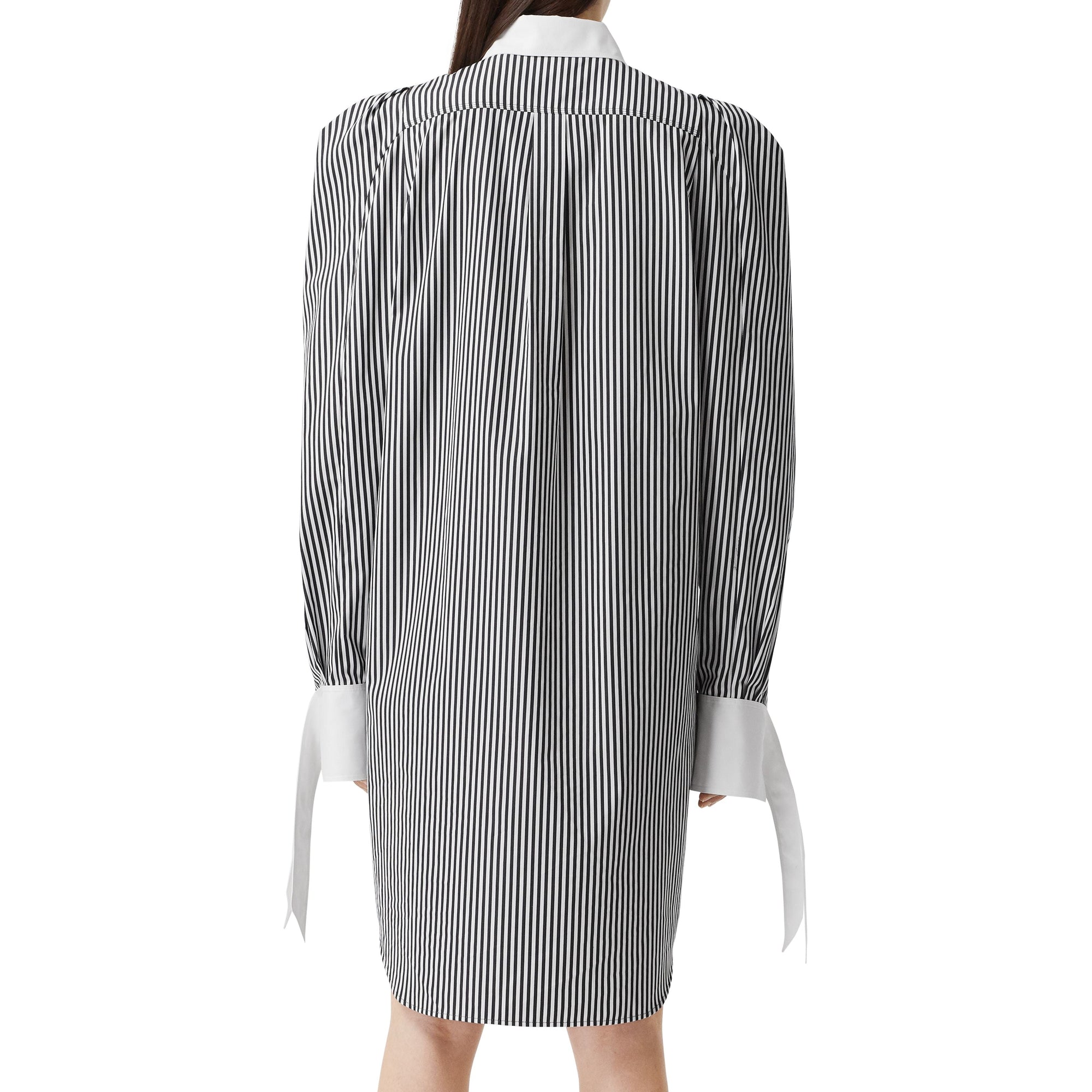 Robe chemise en popeline de coton rayée avec logo appliqué - Noir