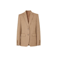 Blazer en jersey de laine technique à fines rayures en cristaux - Camaïeu de noix de pécan