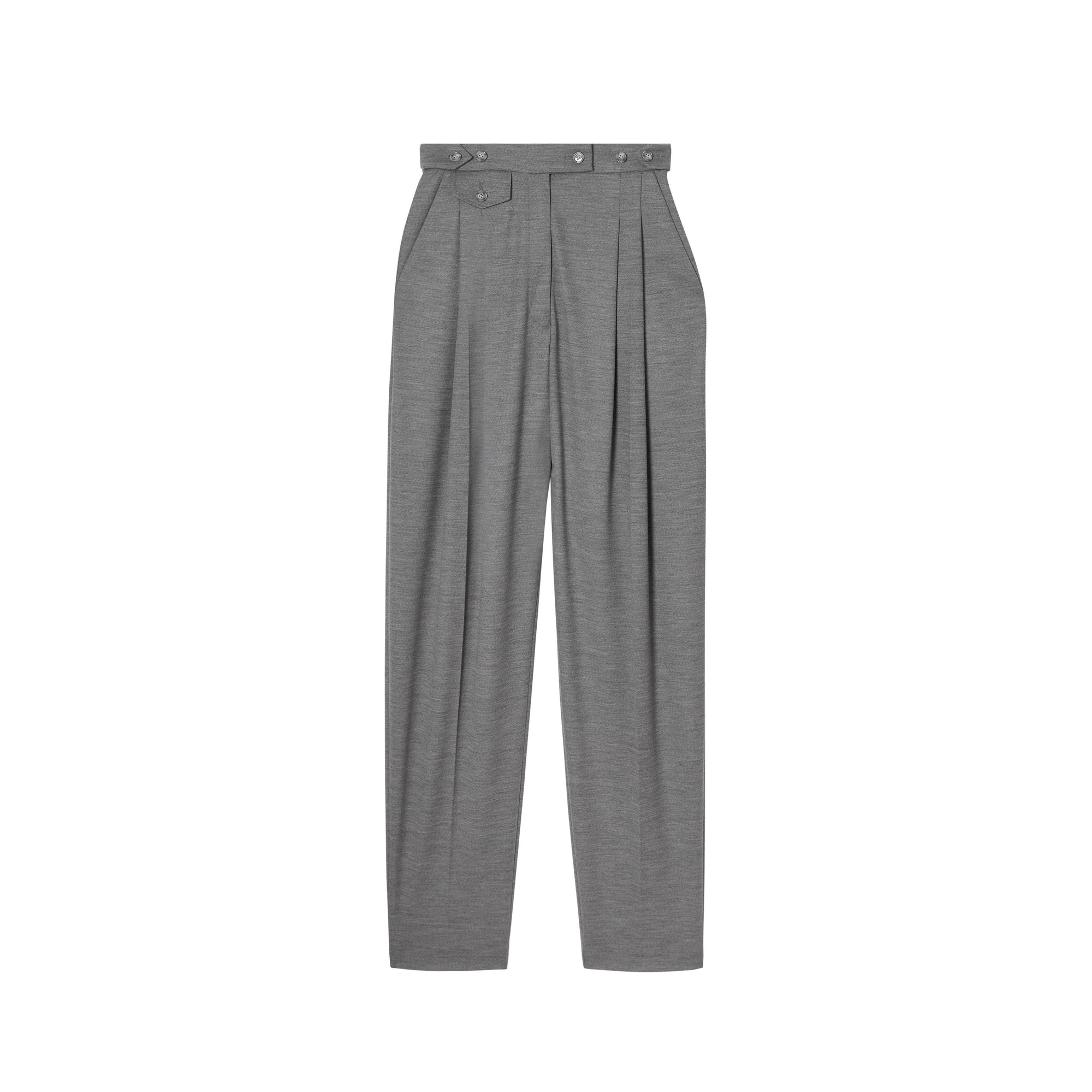 Pantalon tailleur en jersey de laine avec découpe - Gris nuage