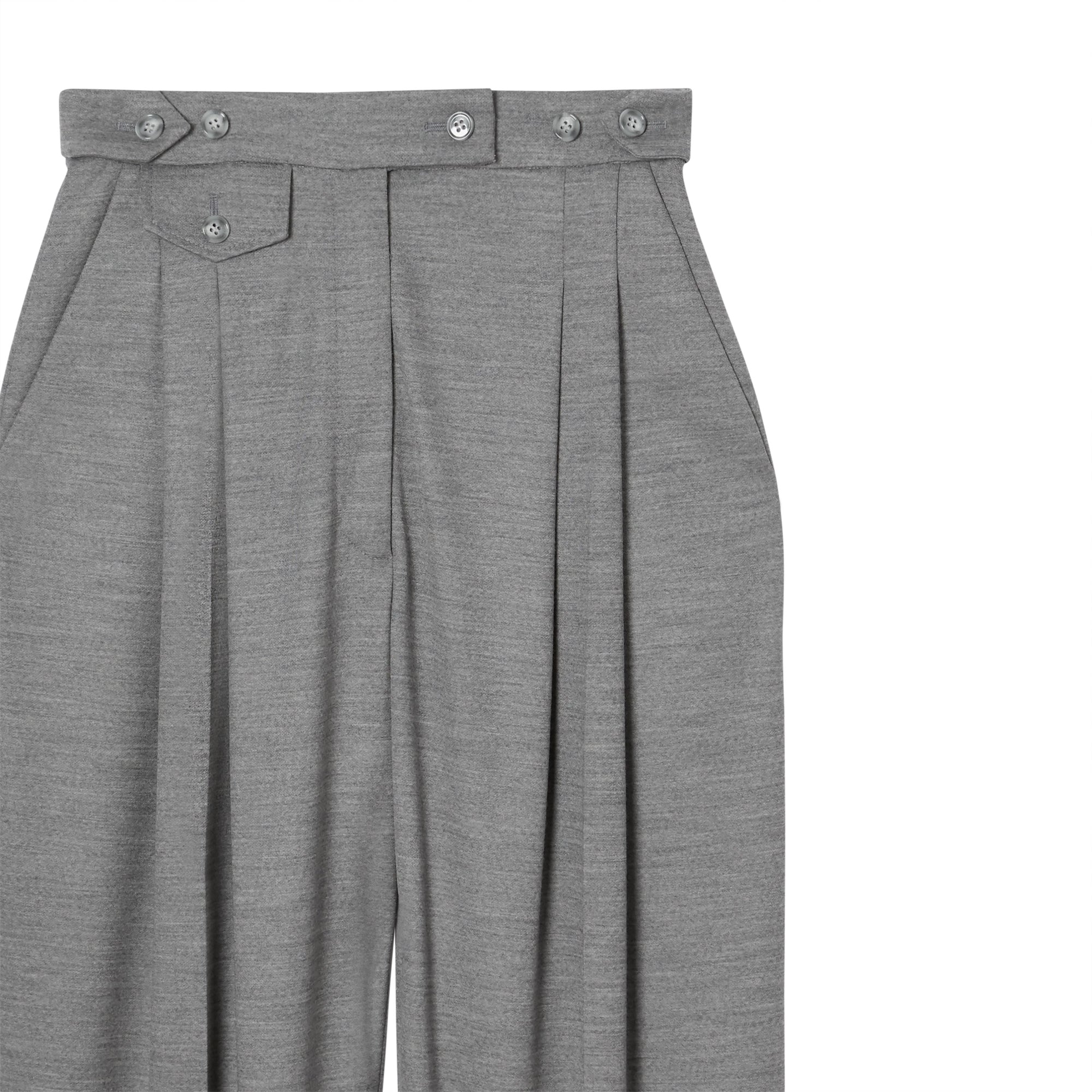 Pantalon tailleur en jersey de laine avec découpe - Gris nuage