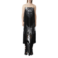 Robe foulard en tulle brodé - Blanc neige & noir