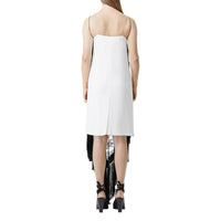 Robe foulard en tulle brodé - Blanc neige & noir