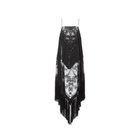 Robe foulard en tulle brodé - Blanc neige & noir