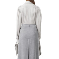 Chemise en jersey de soie et laine à logo - Camaïeu de gris