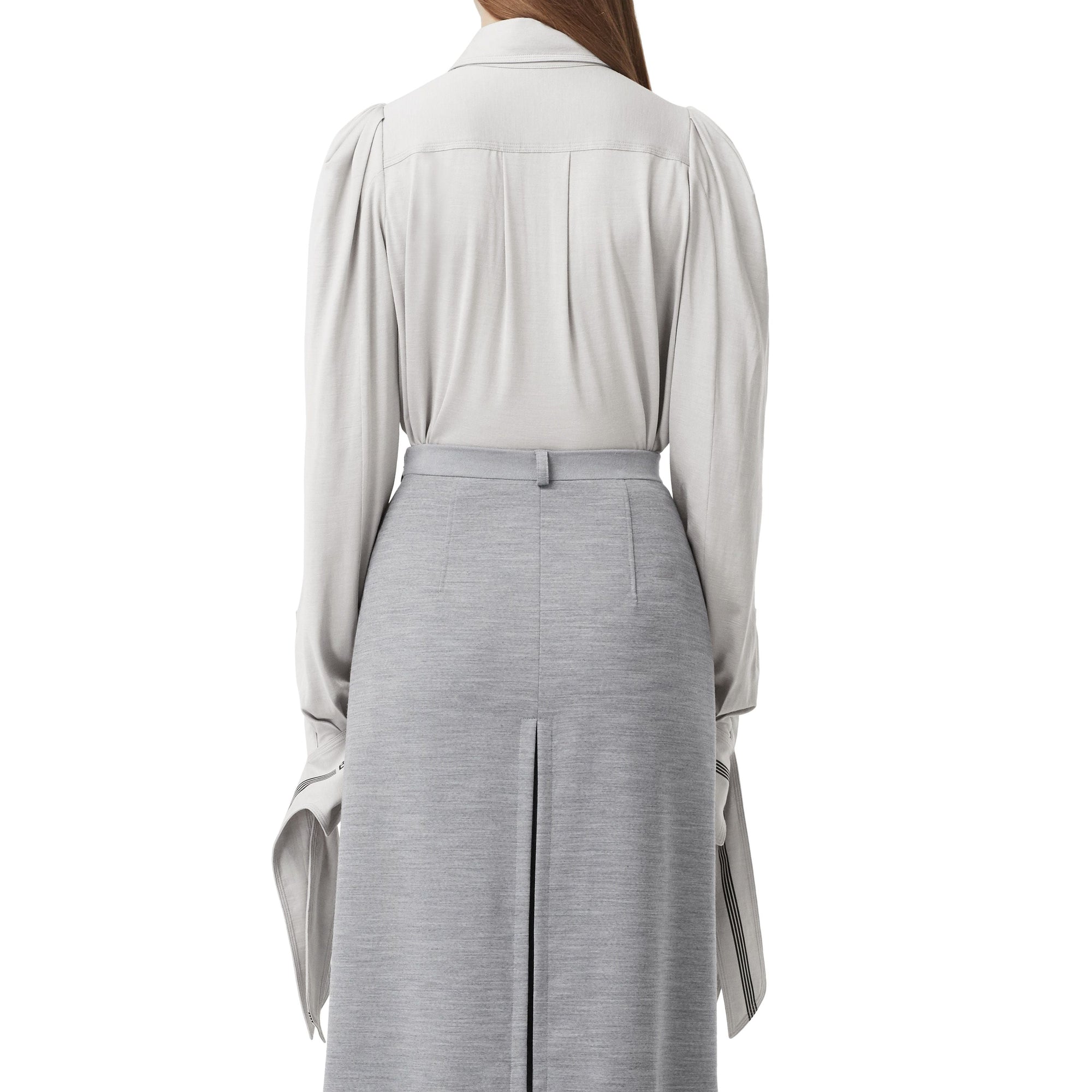 Chemise en jersey de soie et laine à logo - Camaïeu de gris