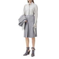 Chemise en jersey de soie et laine à logo - Camaïeu de gris