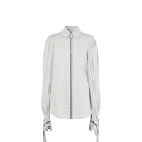 Chemise en jersey de soie et laine à logo - Camaïeu de gris