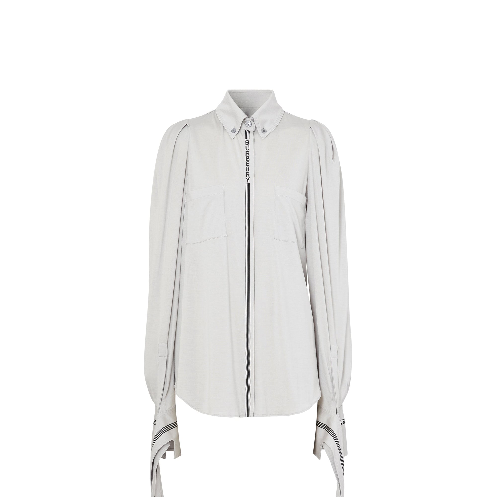 Chemise en jersey de soie et laine à logo - Camaïeu de gris