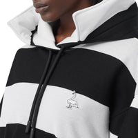 Hoodie oversize en coton avec cygne et découpe - Noir