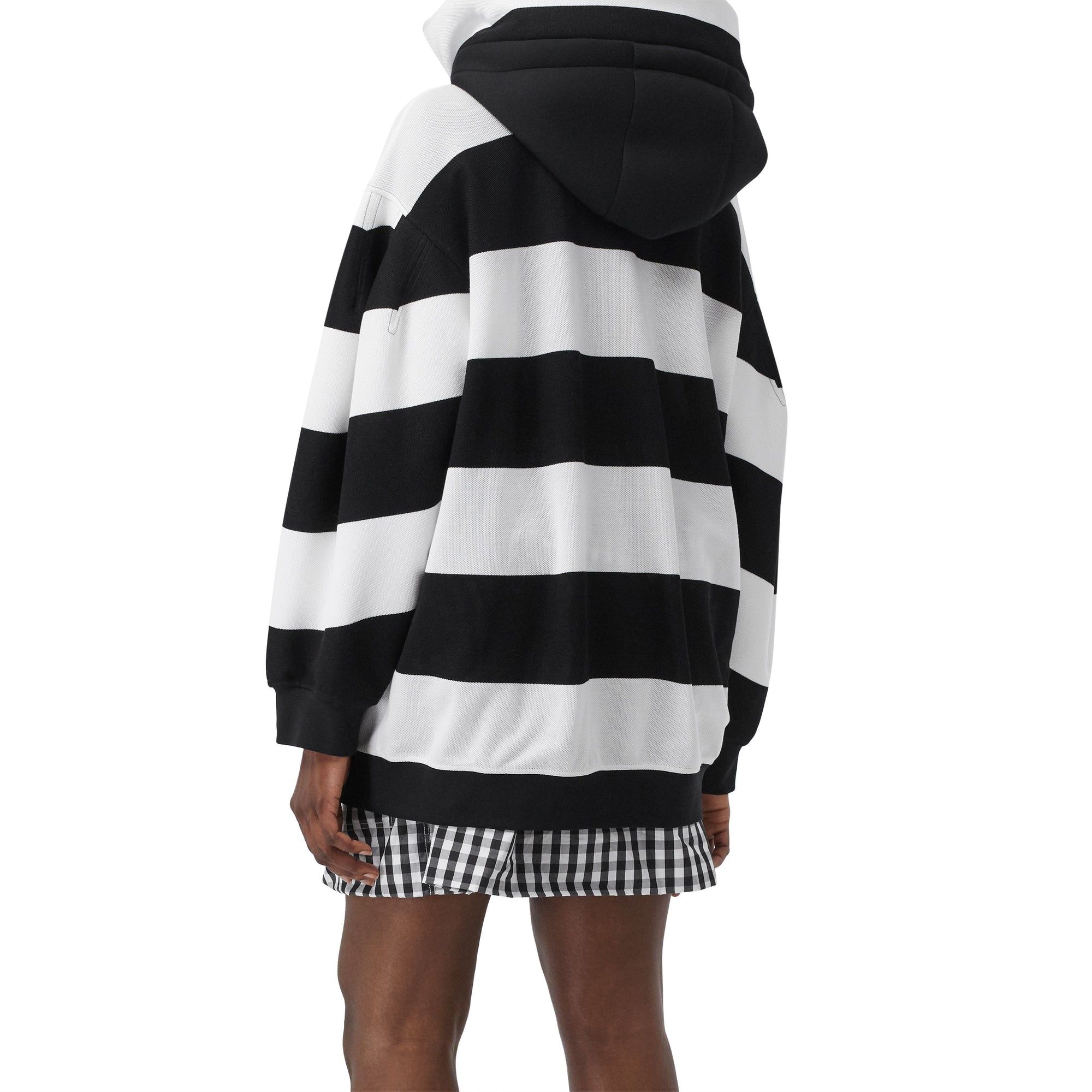 Hoodie oversize en coton avec cygne et découpe - Noir