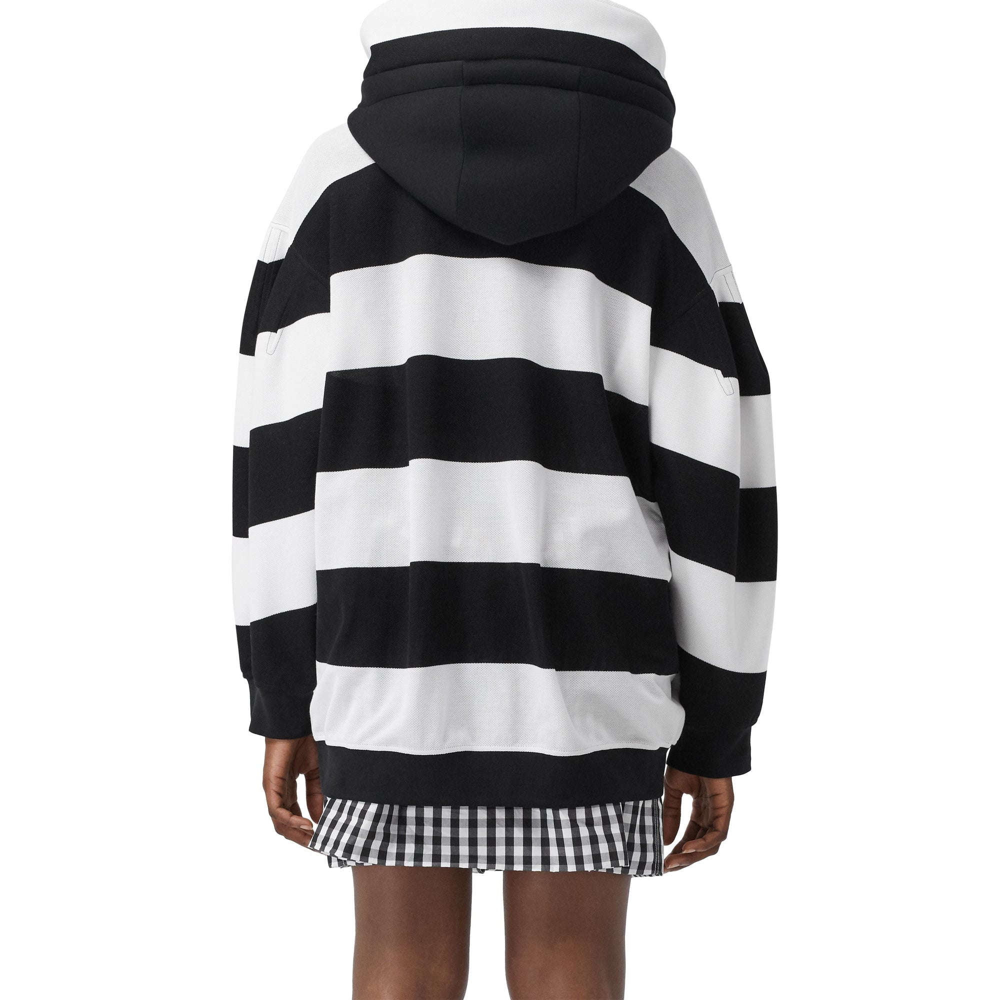 Hoodie oversize en coton avec cygne et découpe - Noir