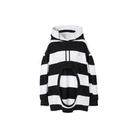 Hoodie oversize en coton avec cygne et découpe - Noir