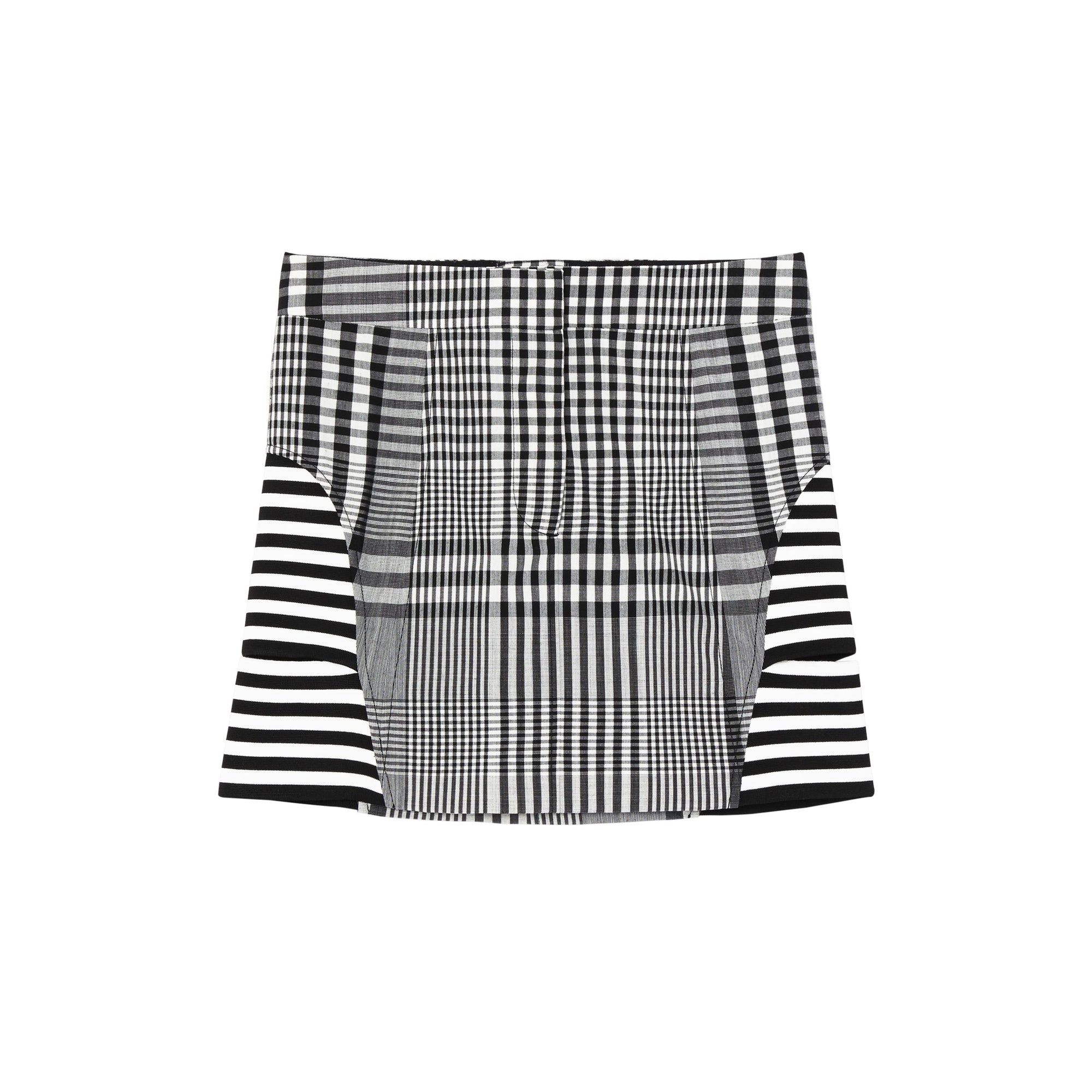 BLACK IP PATTERN Minijupe en laine technique check et rayée